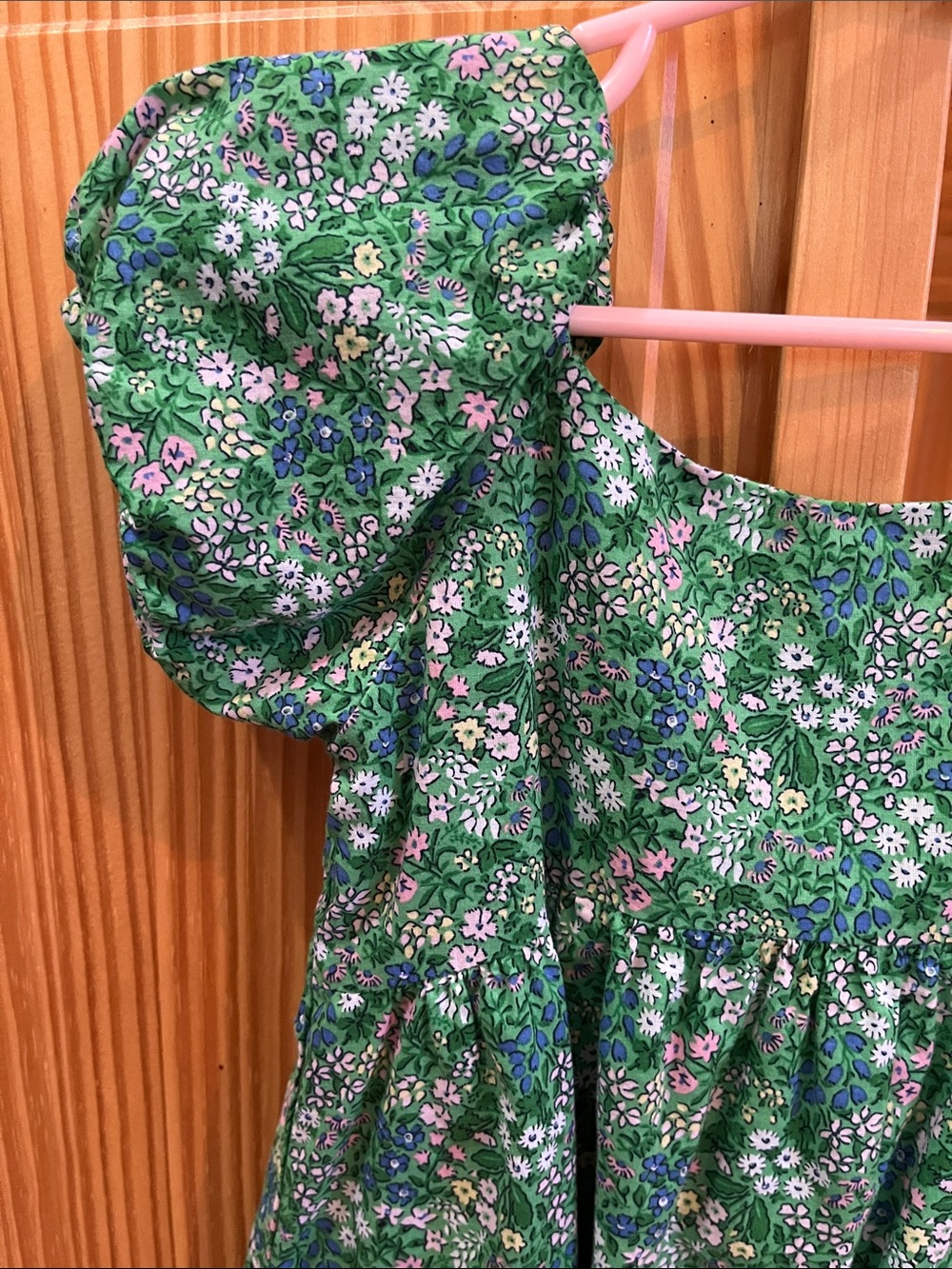 Janie and Jack Green Floral Puff-Sleeve Dress - Picture 2 of 6